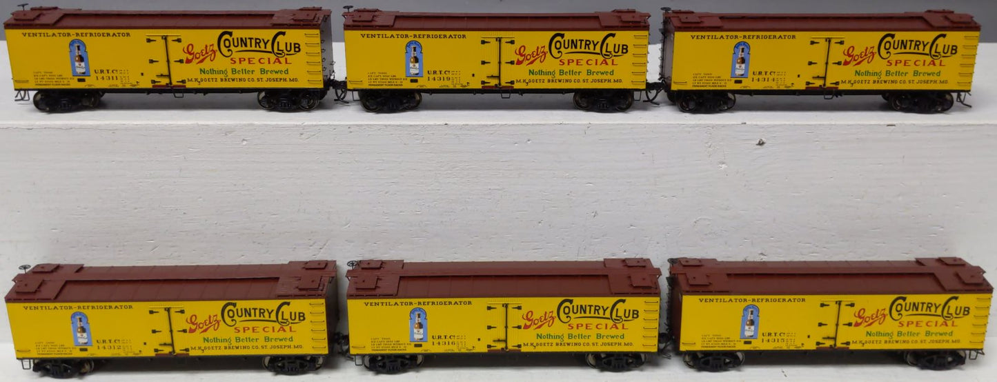 MTH 80-90029 HO Scale M.K. Goetz Brewing R40-2 Woodsided Reefer Cars (Set of 6)