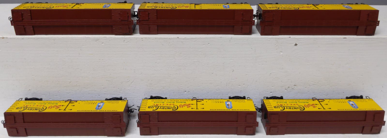 MTH 80-90029 HO Scale M.K. Goetz Brewing R40-2 Woodsided Reefer Cars (Set of 6)