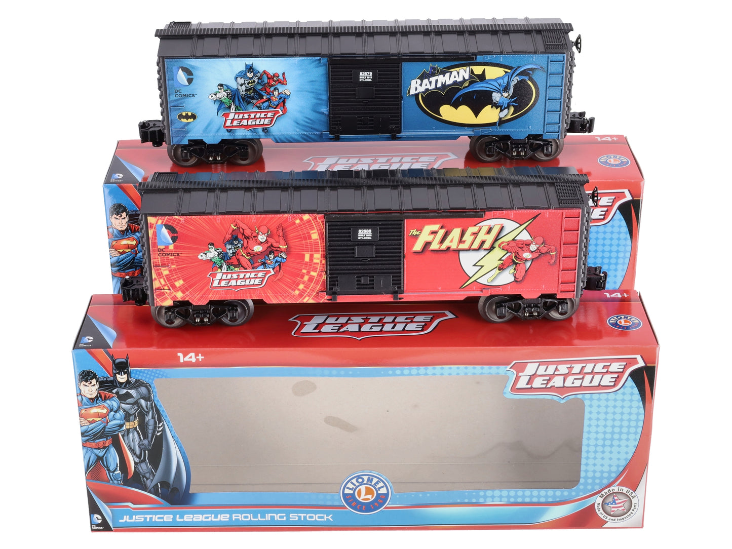 Lionel 6-82683 O Justice League Batman/The Flash Boxcar 3-Rail (Pack of 2)