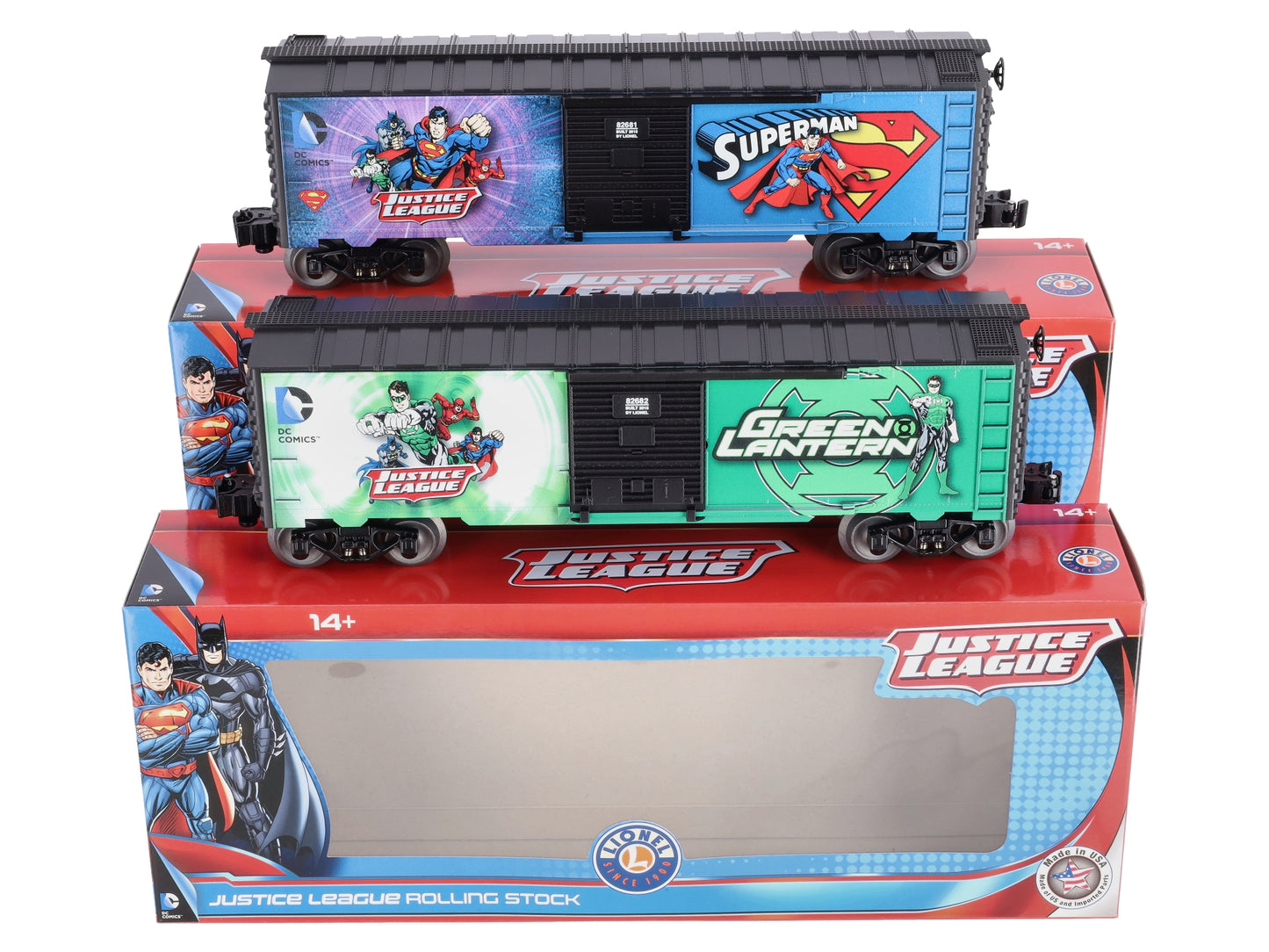 Lionel 6-82684 O Superman/Green Lantern Boxcar 2-Pack