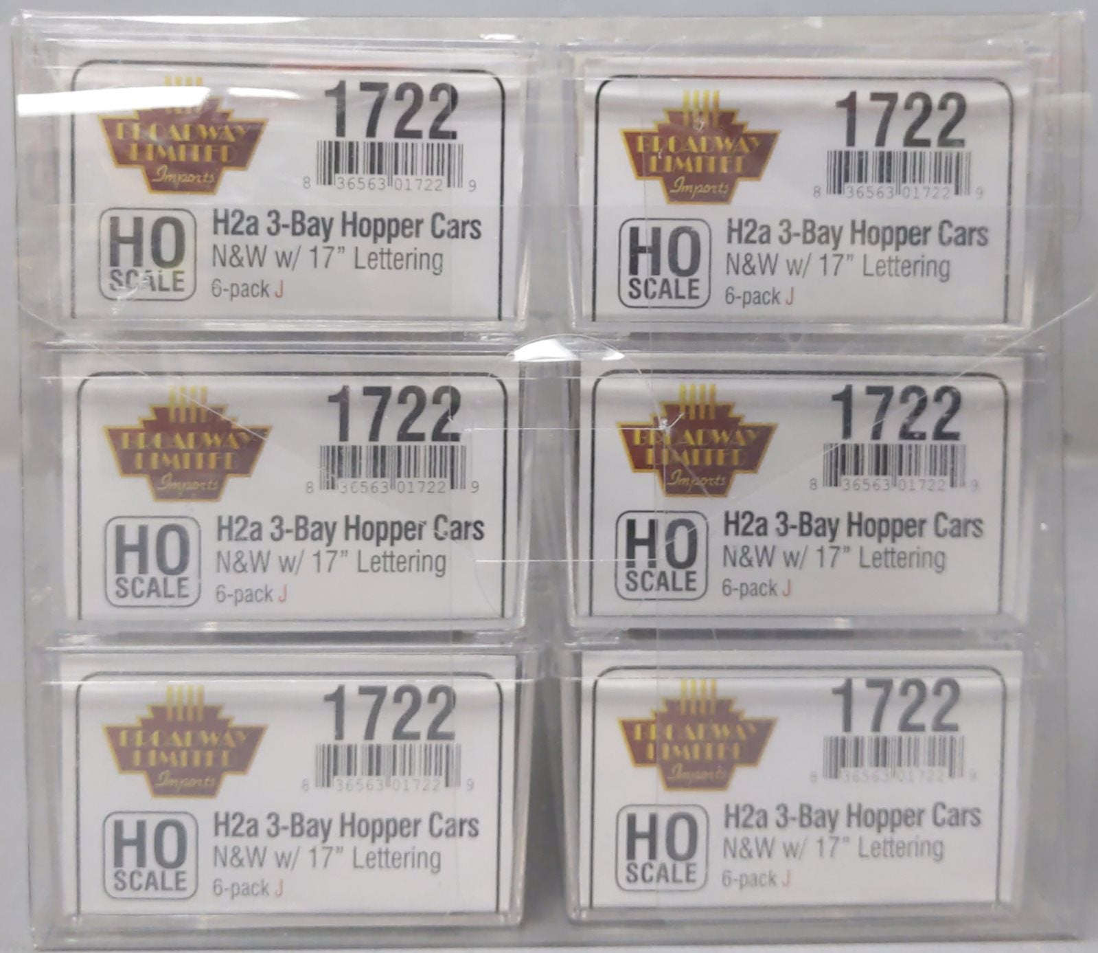 Broadway Limited 1722 HO Norfolk & Western Class H2a 3-Bay Hopper (Set of 6)