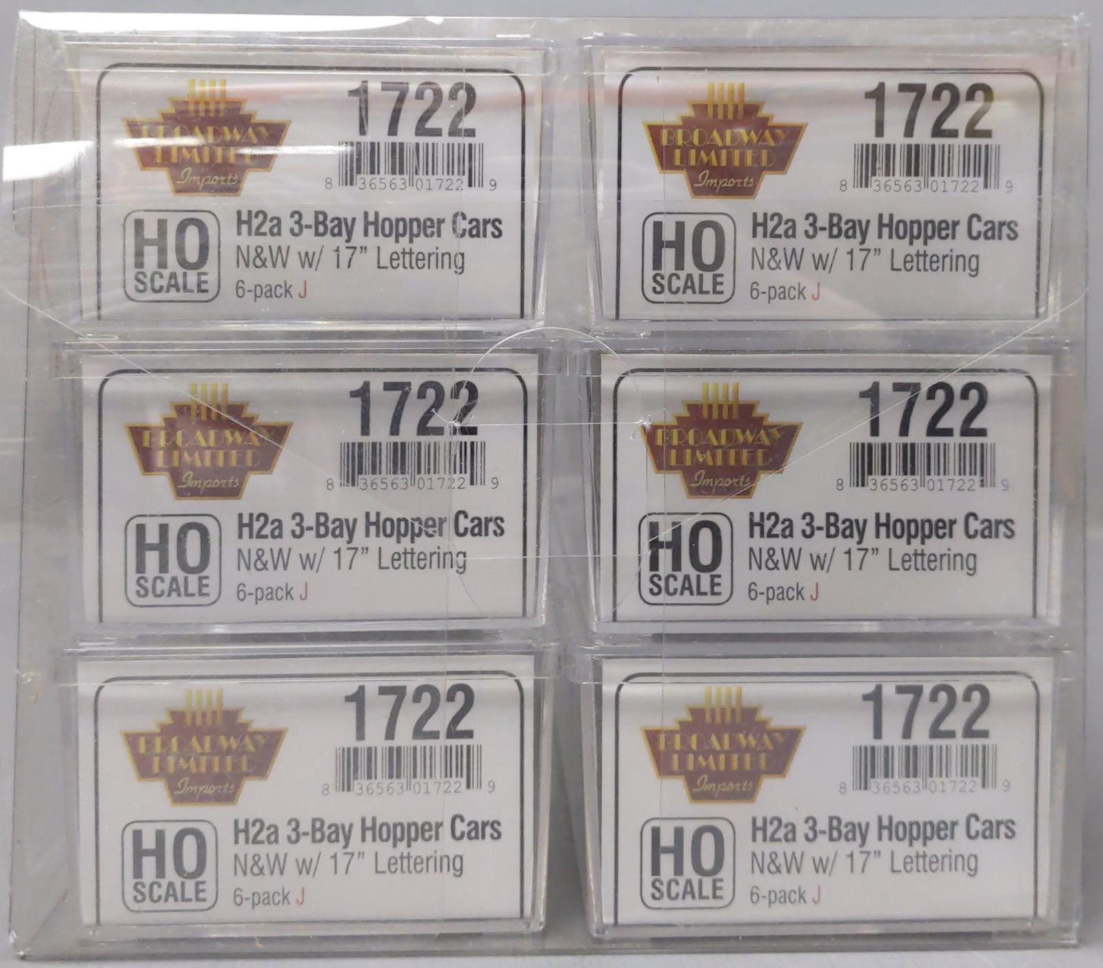 Broadway Limited 1722 HO Norfolk & Western Class H2a 3-Bay Hopper (Set of 6)