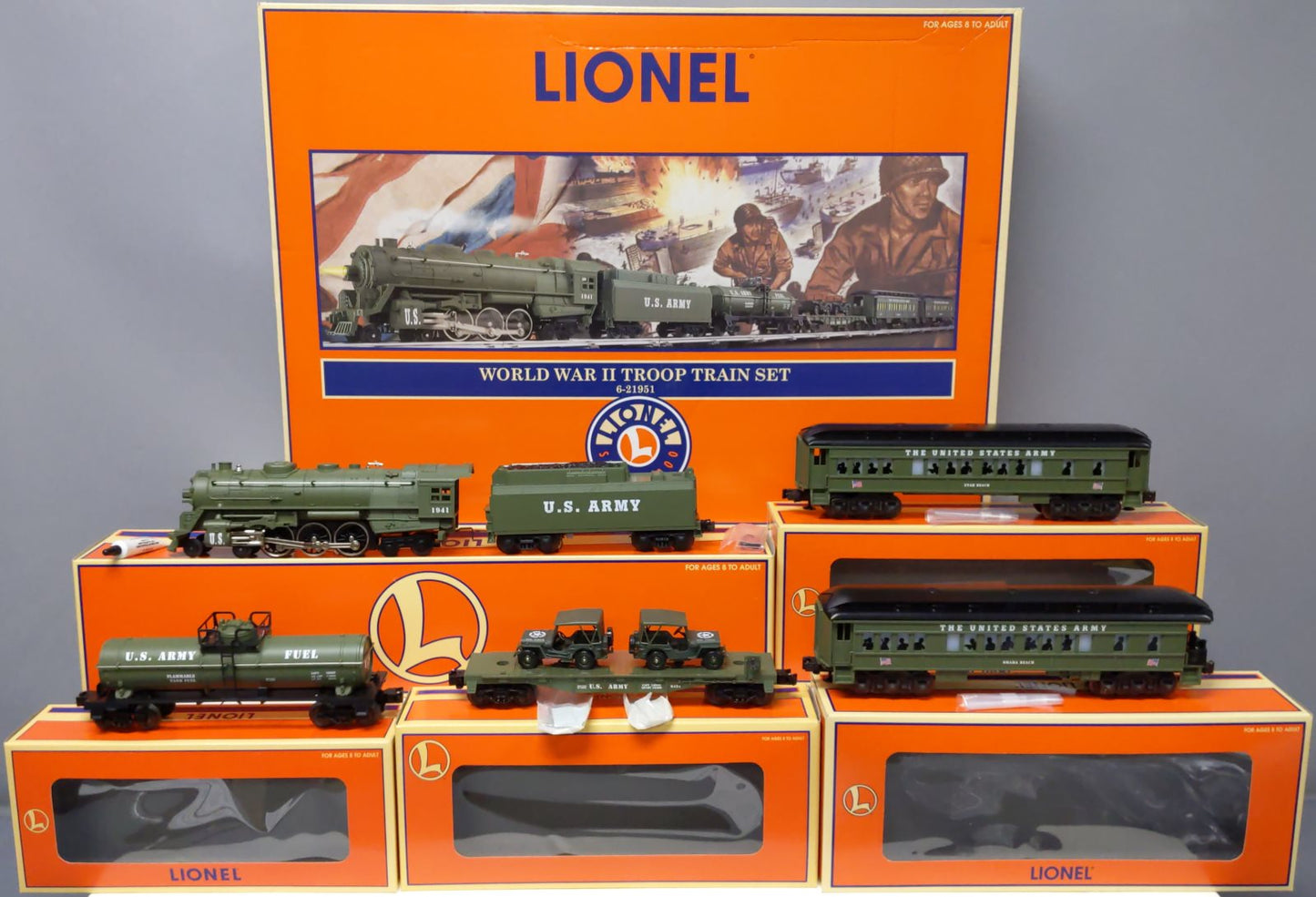 Lionel 6-21951 O Gauge World War II Troop Train Steam Train Set MT/Box