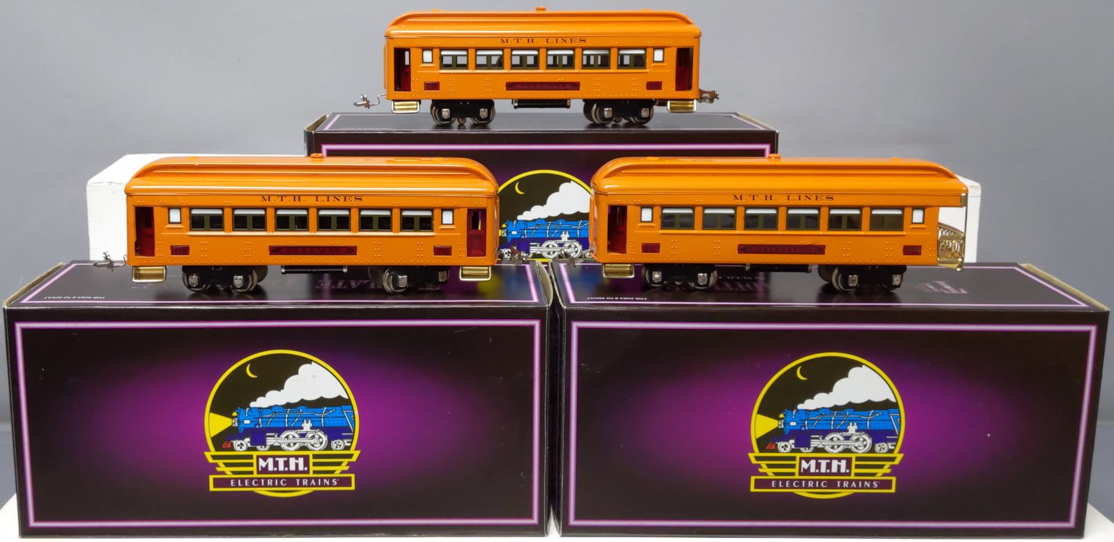 MTH 10-8042 O Orange 710 Series Passenger Car Set (Set of 3) LN/Box