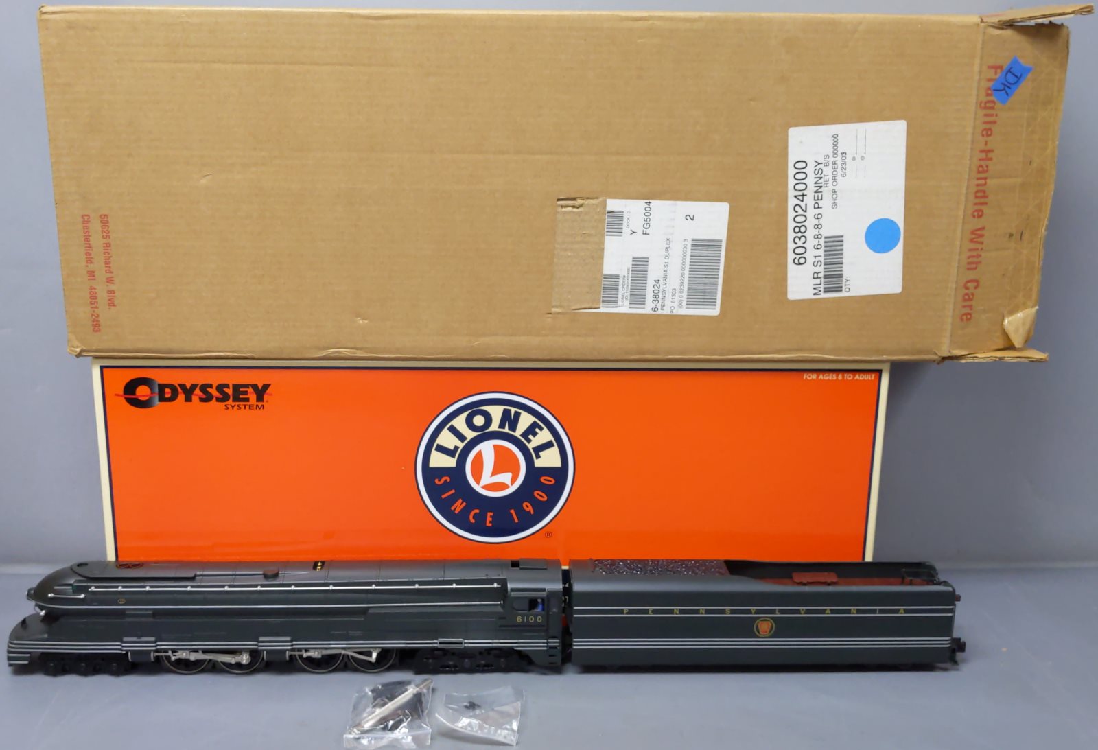 Lionel 6-38024 O Pennsylvania S1 6-4-4-6 Steam Loco & Tender #6100 w/Odyssey LN/Box
