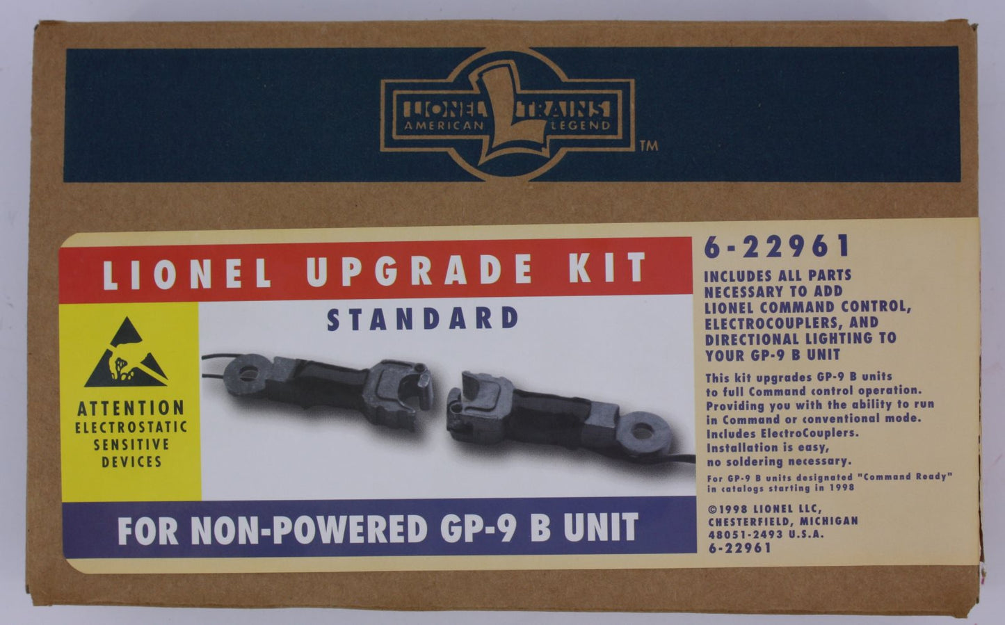 Lionel 22961 O GP-9 B Unit TMCC ElectroCoupler Upgrade Kit-Blowout!