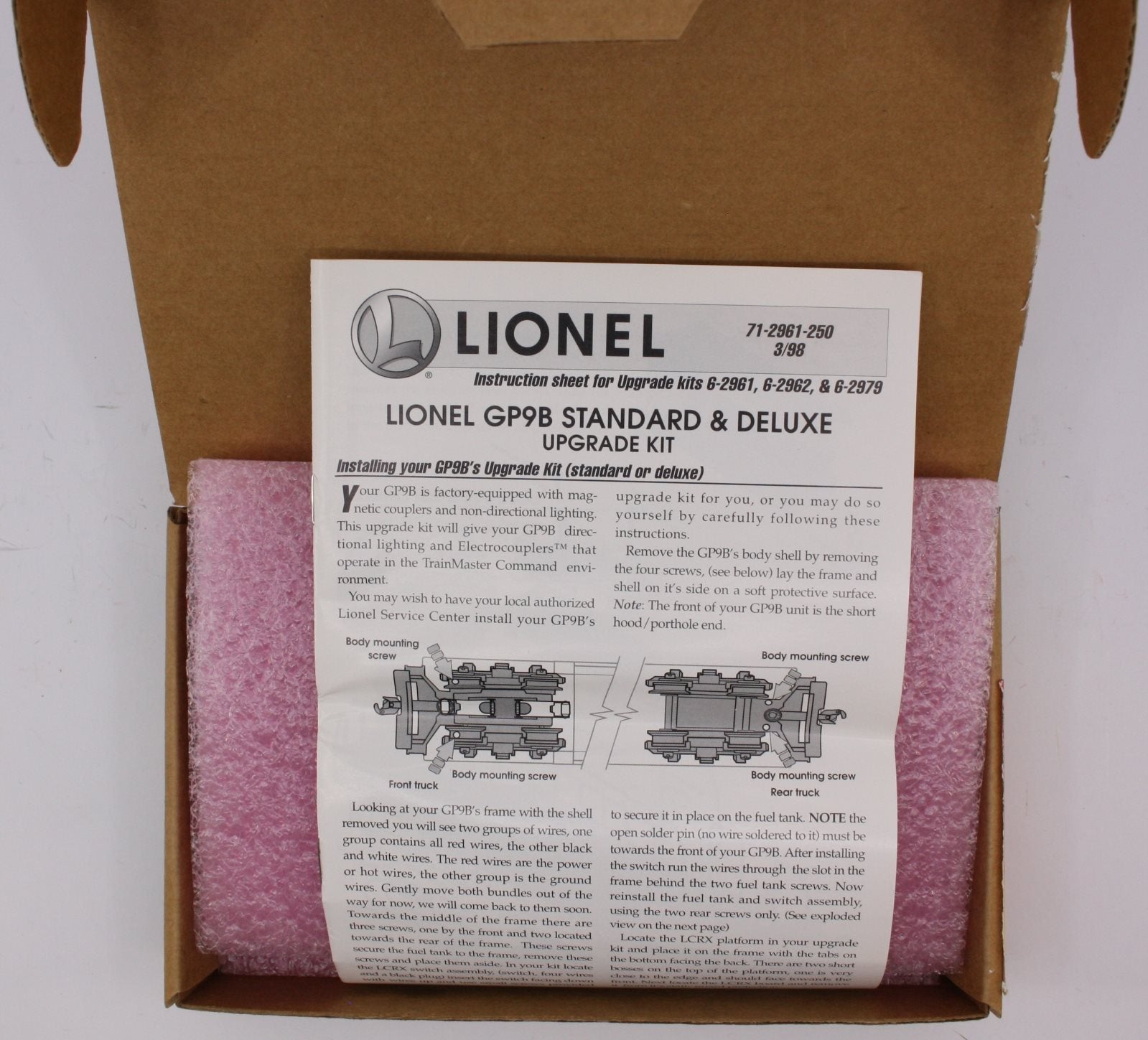 Lionel 22961 O GP-9 B Unit TMCC ElectroCoupler Upgrade Kit-Blowout!