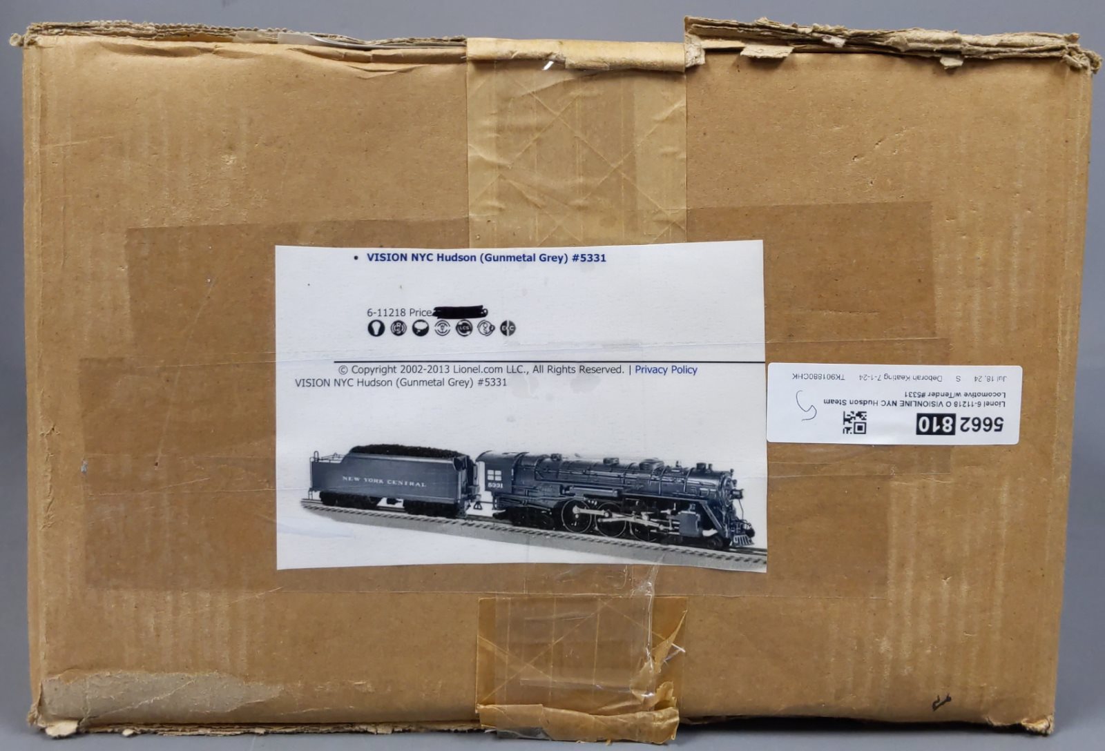 Lionel 6-11218 O VISIONLINE NYC Hudson Steam Locomotive w/Tender #5331