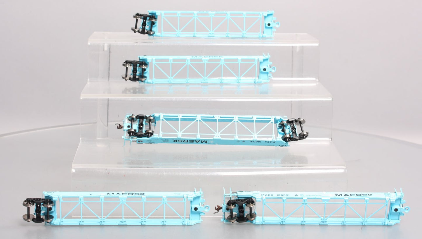 Athearn 95038 HO Maersk Maxi I Well Car/Early Ready-To-Run #100031 (Pack of 5) LN/Box