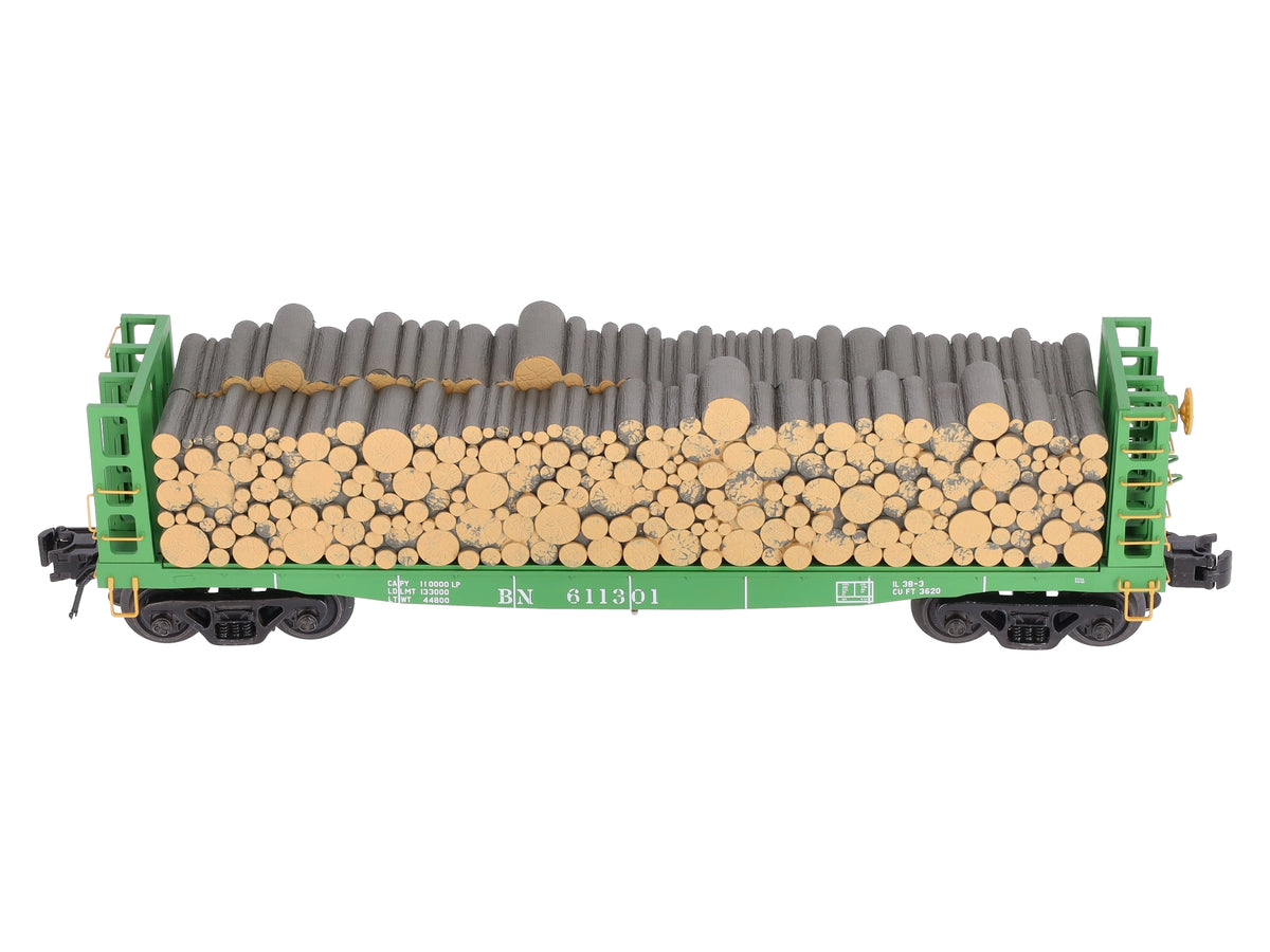 Atlas 6271-2 O Gauge Burlington Northern Pulpwood Flatcar #611301 (3-Rail) LN/Box