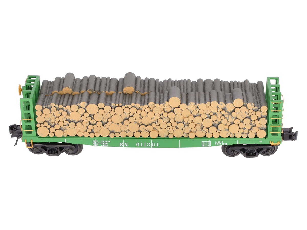 Atlas 6271-2 O Gauge Burlington Northern Pulpwood Flatcar #611301 (3-Rail) LN/Box