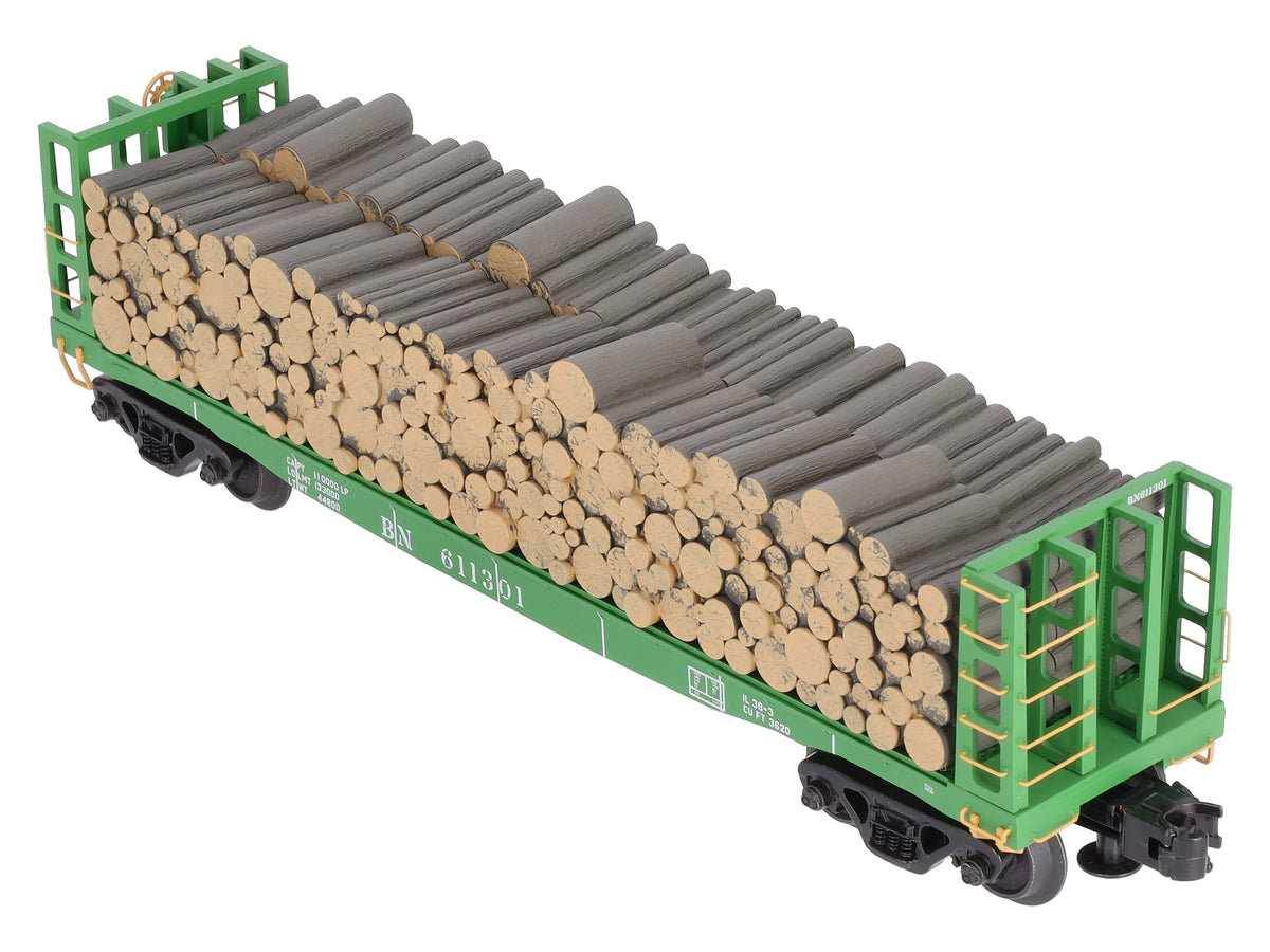 Atlas 6271-2 O Gauge Burlington Northern Pulpwood Flatcar #611301 (3-Rail) LN/Box