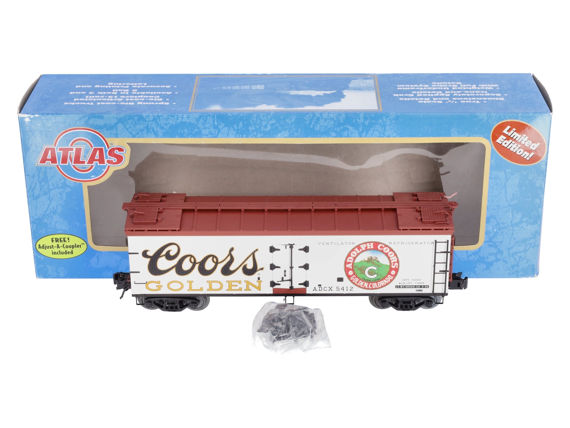 Atlas 8141-3 O Coors Beer 40' Wood Reefer Car #5412 (3 Rail) LN/Box
