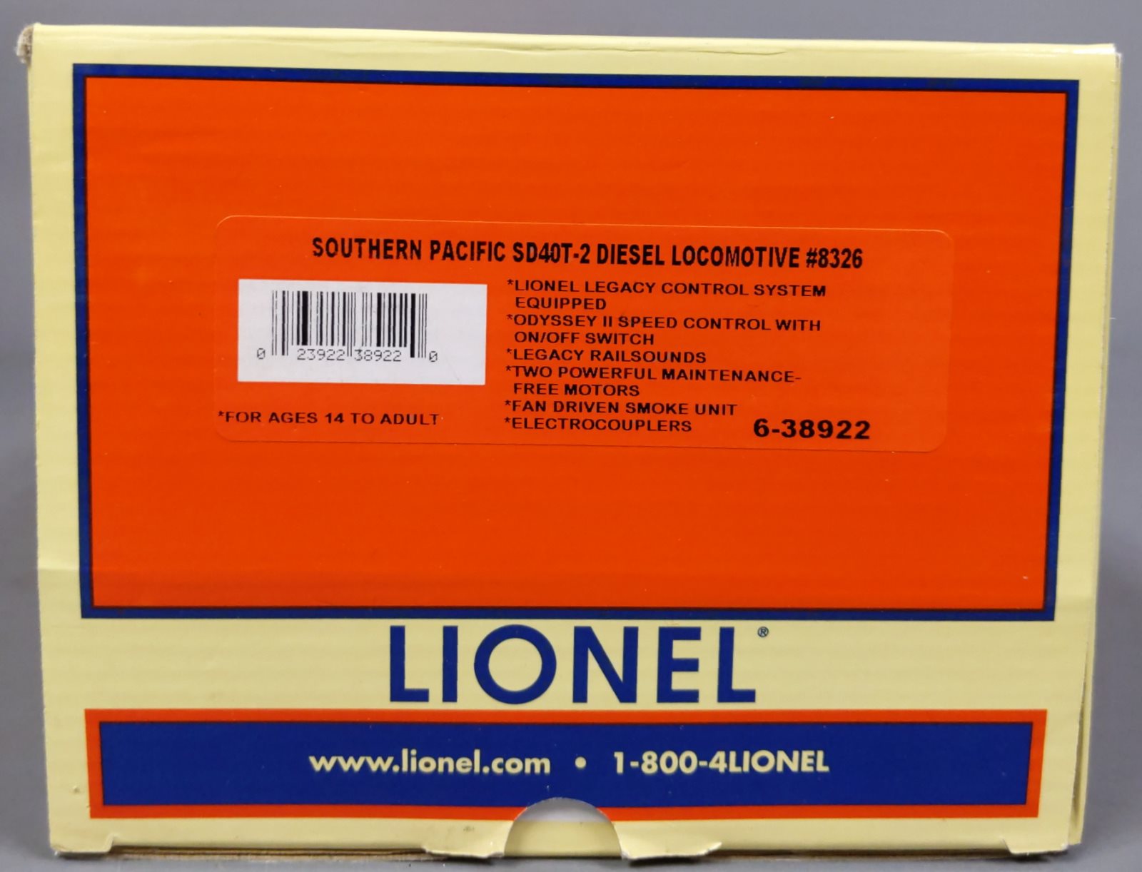 Lionel 6-38922 O Southern Pacific SD40T-2 Diesel Locomotive #8326 w/Legacy