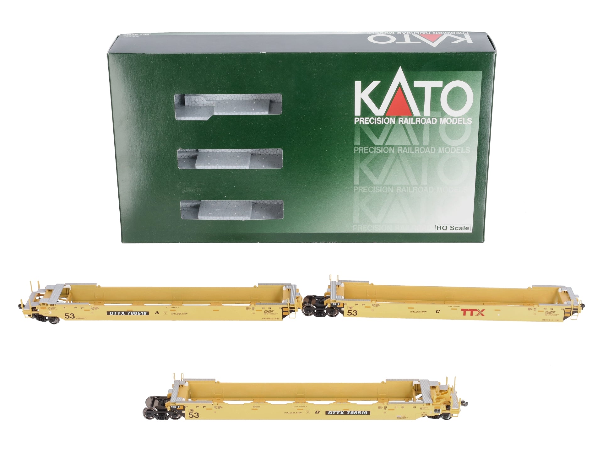 Kato 30-9052 HO Scale TTX Maxi-IV Double Stack 3 Unit Well Car Set #766519