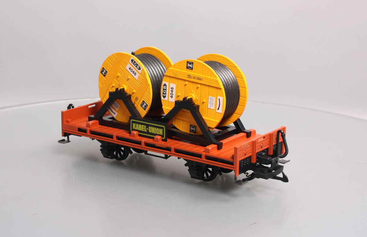 LGB 4002 G Scale Kabel Union Flatcar with Cable Reels LN/Box