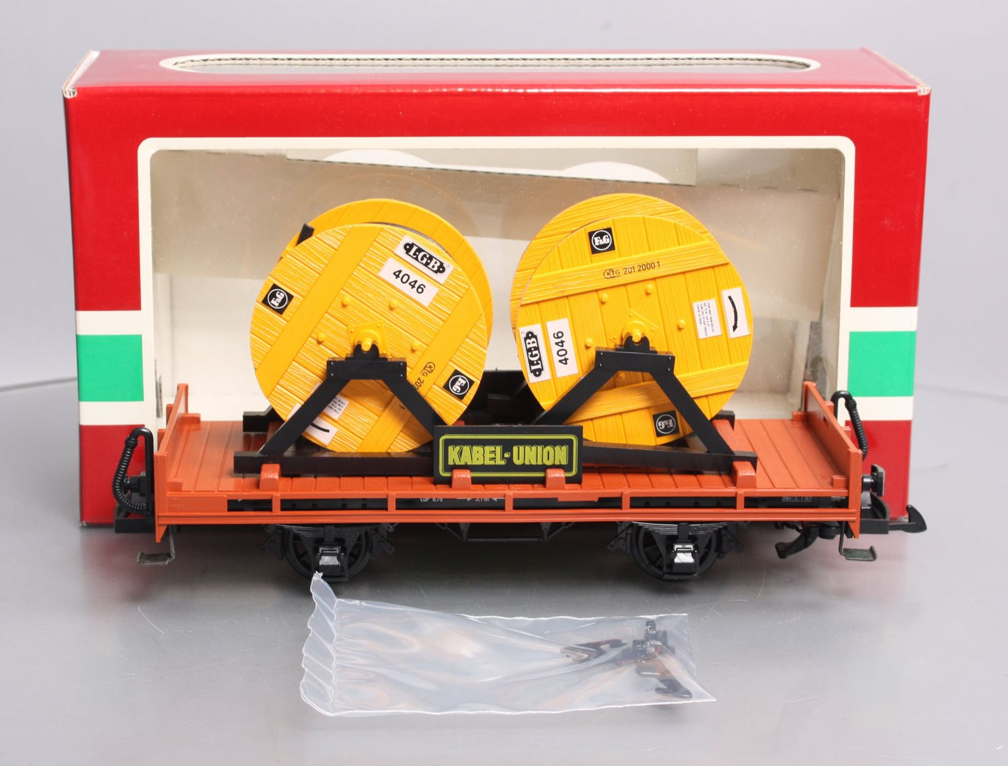 LGB 4002 G Scale Kabel Union Flatcar with Cable Reels LN/Box