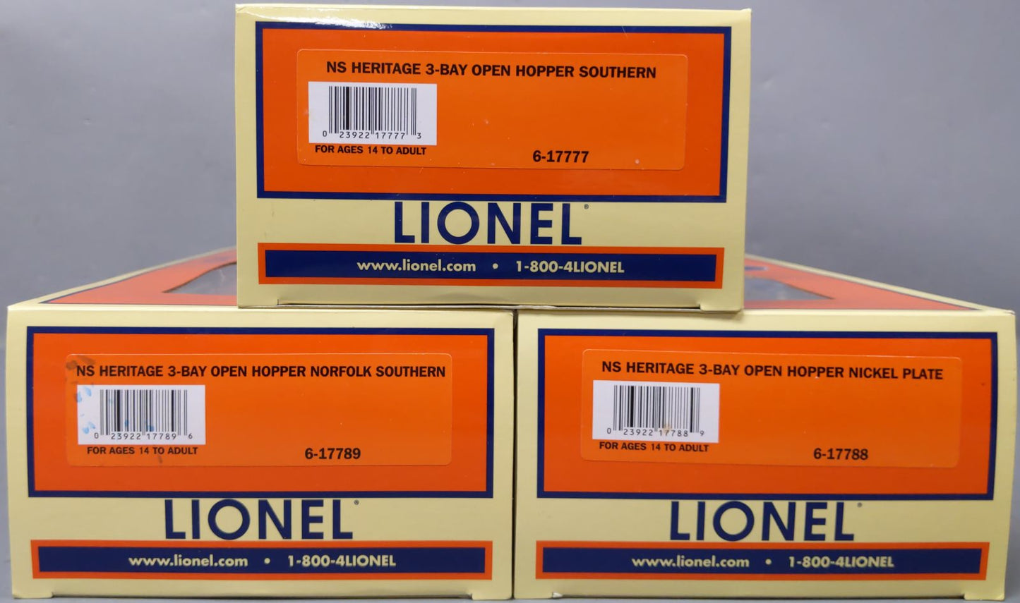 Lionel 6-17787 O Gauge NS Heritage NS/NKP/SOU Hoppers (Set of 3)