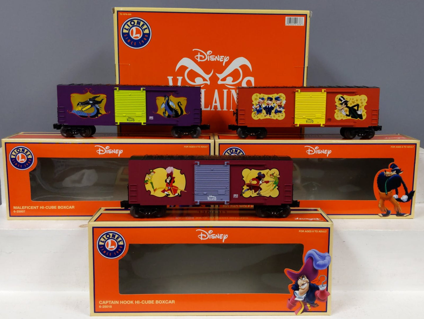Lionel 6-21876 O Gauge Disney Villains Hi-Cube Boxcar 3-Pack EX/Box