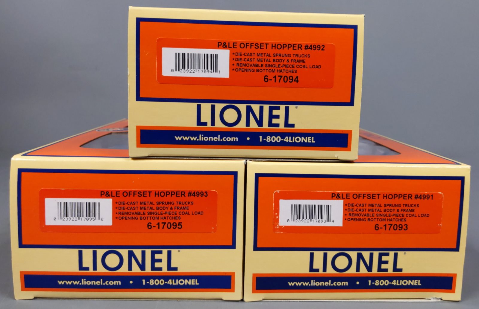 Lionel 6-21873 O Gauge Pittsburg & Lake Erie Offset Hopper Cars (Set of 3)