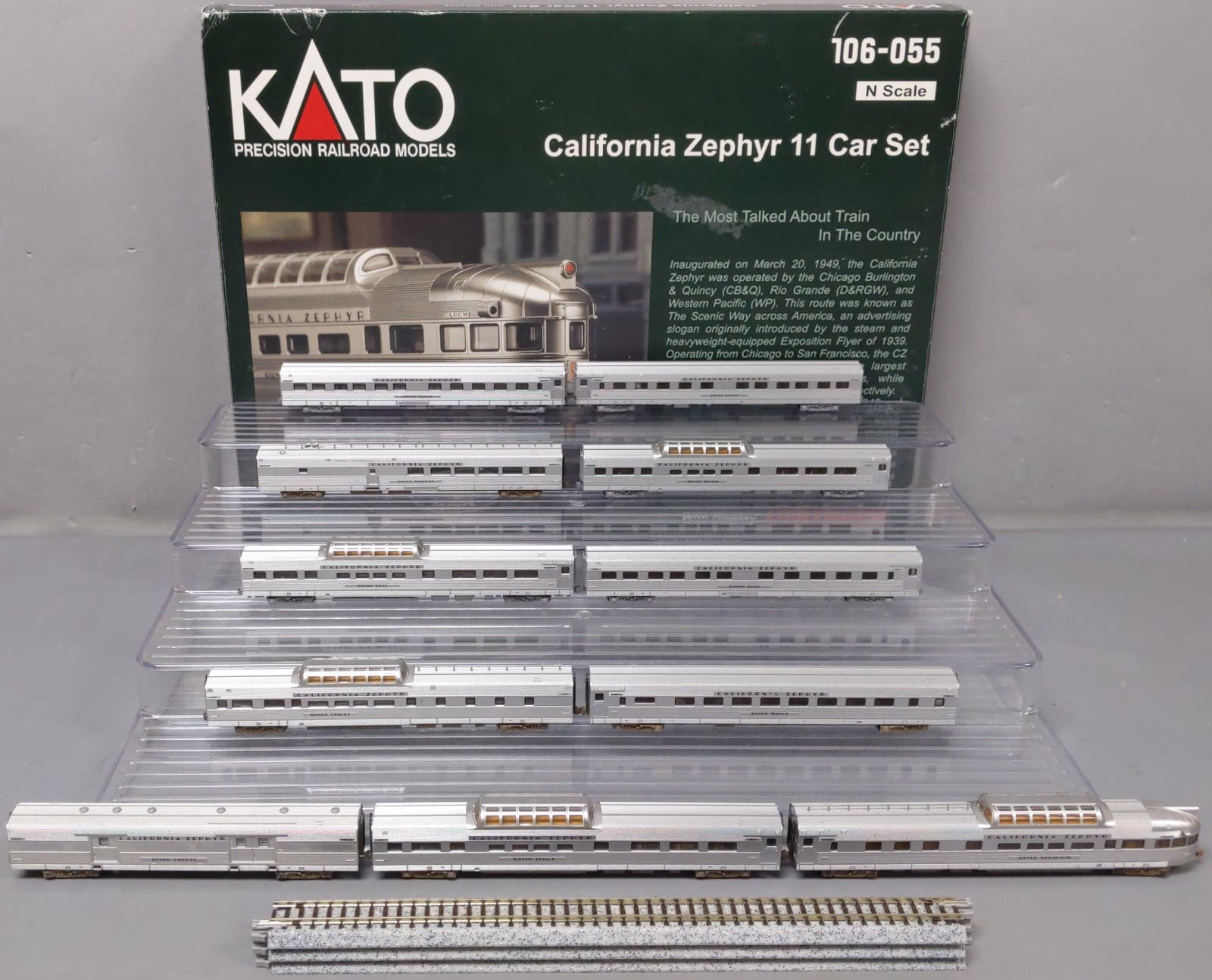 Kato 106 055 N Scale California Zephyr Diesel Passenger Train Set Trainz