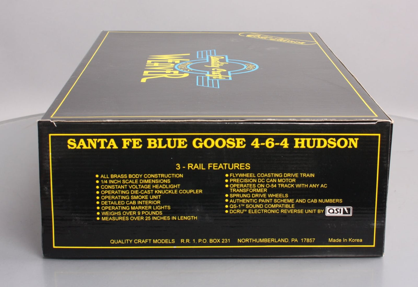 Weaver 3460 BRASS Santa Fe Blue Goose 4-6-4 Steam Loco & Tender (3-Rail) #3460 LN/Box