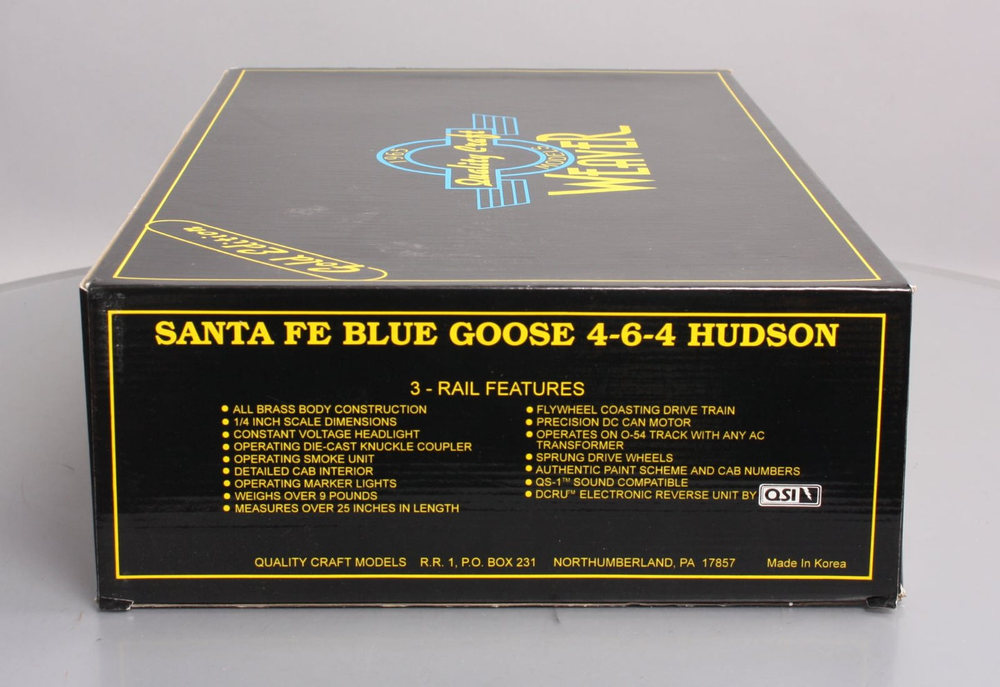 Weaver 3460 BRASS Santa Fe Blue Goose 4-6-4 Steam Loco & Tender (3-Rail) #3460 LN/Box