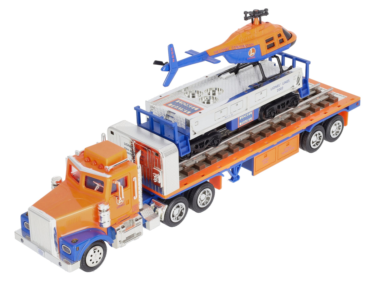 Lionel TMT-18418 O Flatbed Toy Truck & Operating Helicopter Car LN/Box