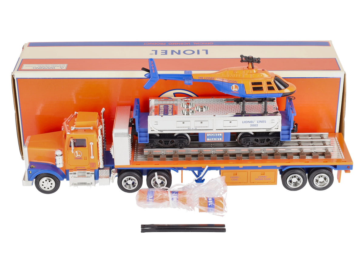 Lionel TMT-18418 O Flatbed Toy Truck & Operating Helicopter Car LN/Box