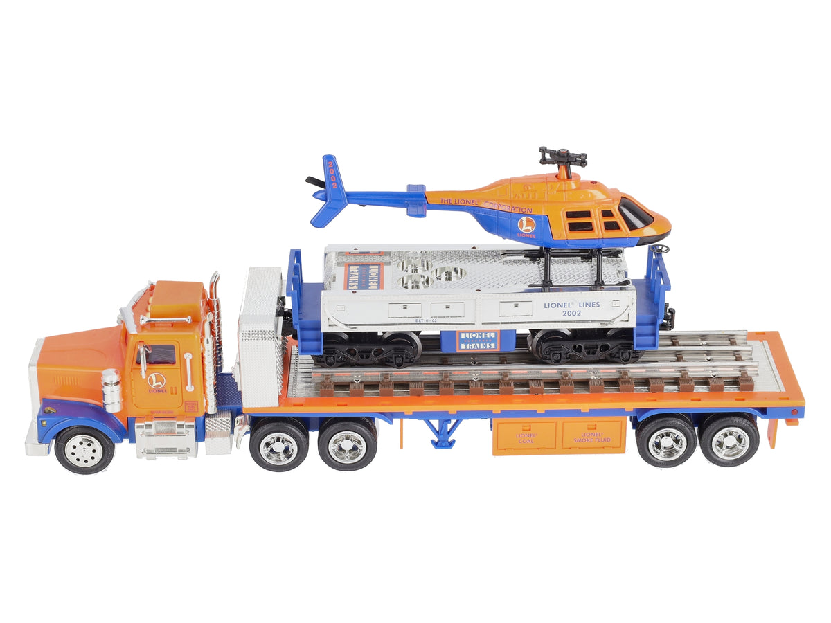 Lionel TMT-18418 O Flatbed Toy Truck & Operating Helicopter Car LN/Box