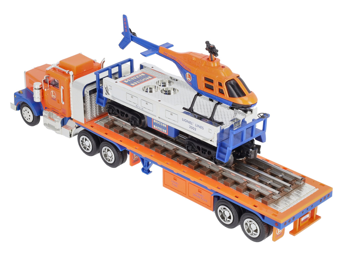 Lionel TMT-18418 O Flatbed Toy Truck & Operating Helicopter Car LN/Box