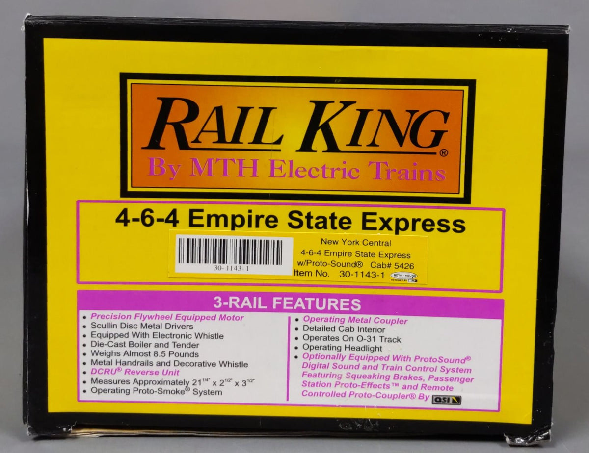 MTH 30-1143-1 O NYC Empire State Express Steam Locomotive & Tender #5426 w/PS1 LN/Box