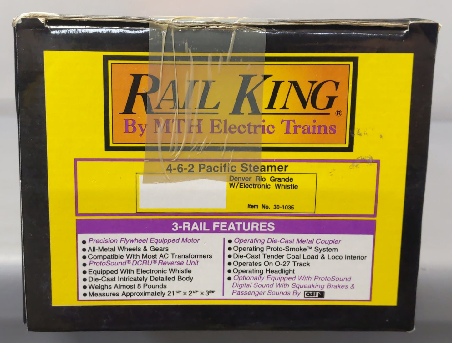 MTH 30-1035 O Gauge D&RG 4-6-2 Pacific Steam #809 w/Whistle LN/Box