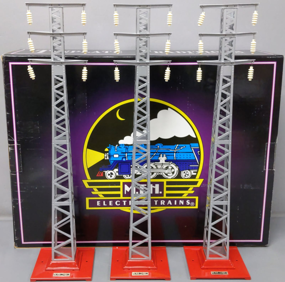 MTH 10-1043 Std Gauge Tinplate High-Tension Tower Set (Set of 3) #94 LN/Box