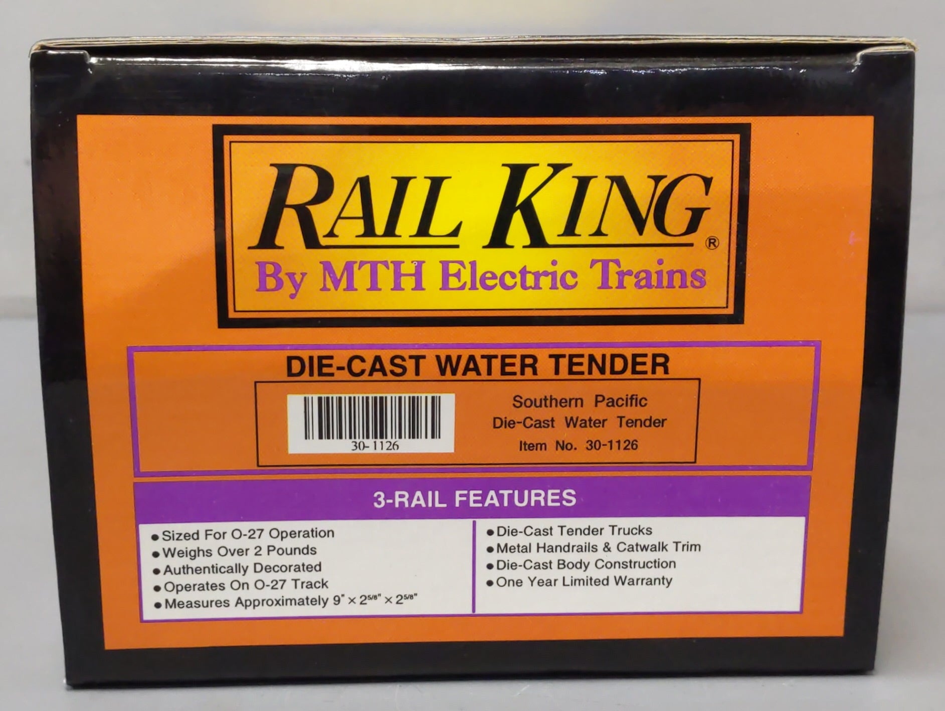 MTH 30-1126 O Gauge Southern Pacific Die-Cast Water Tender LN/Box