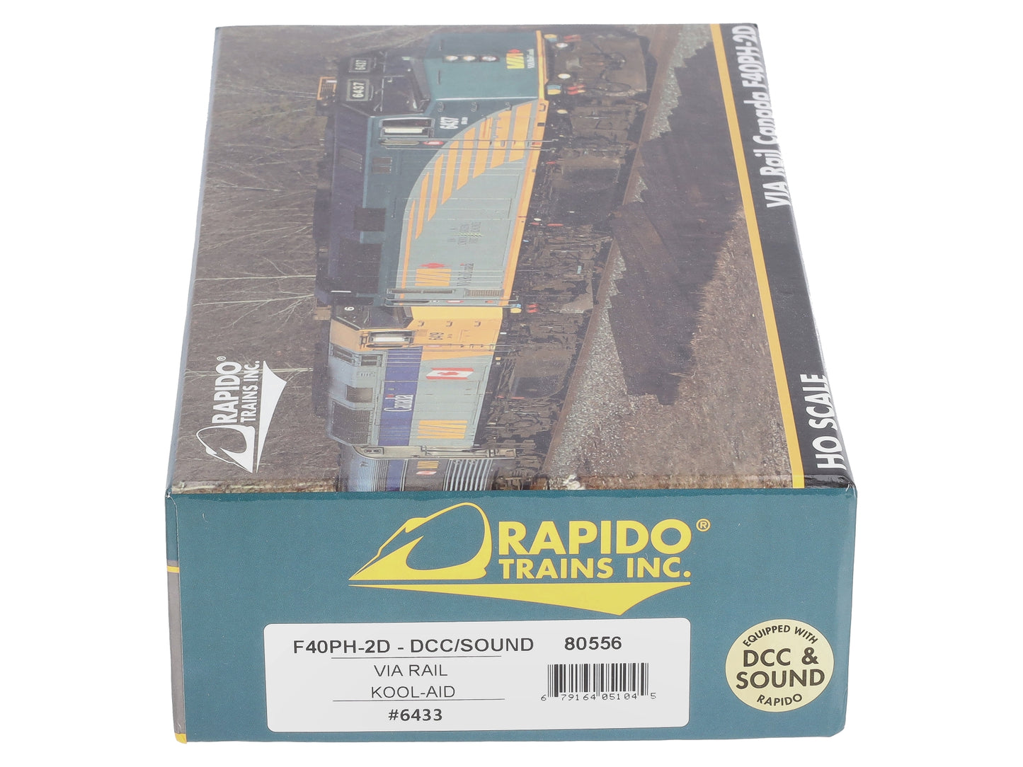 Rapido Trains 80556 HO VIA Kool-Aid EMD F40PH-2D Diesel Loco Sound/DC/DCC #6433
