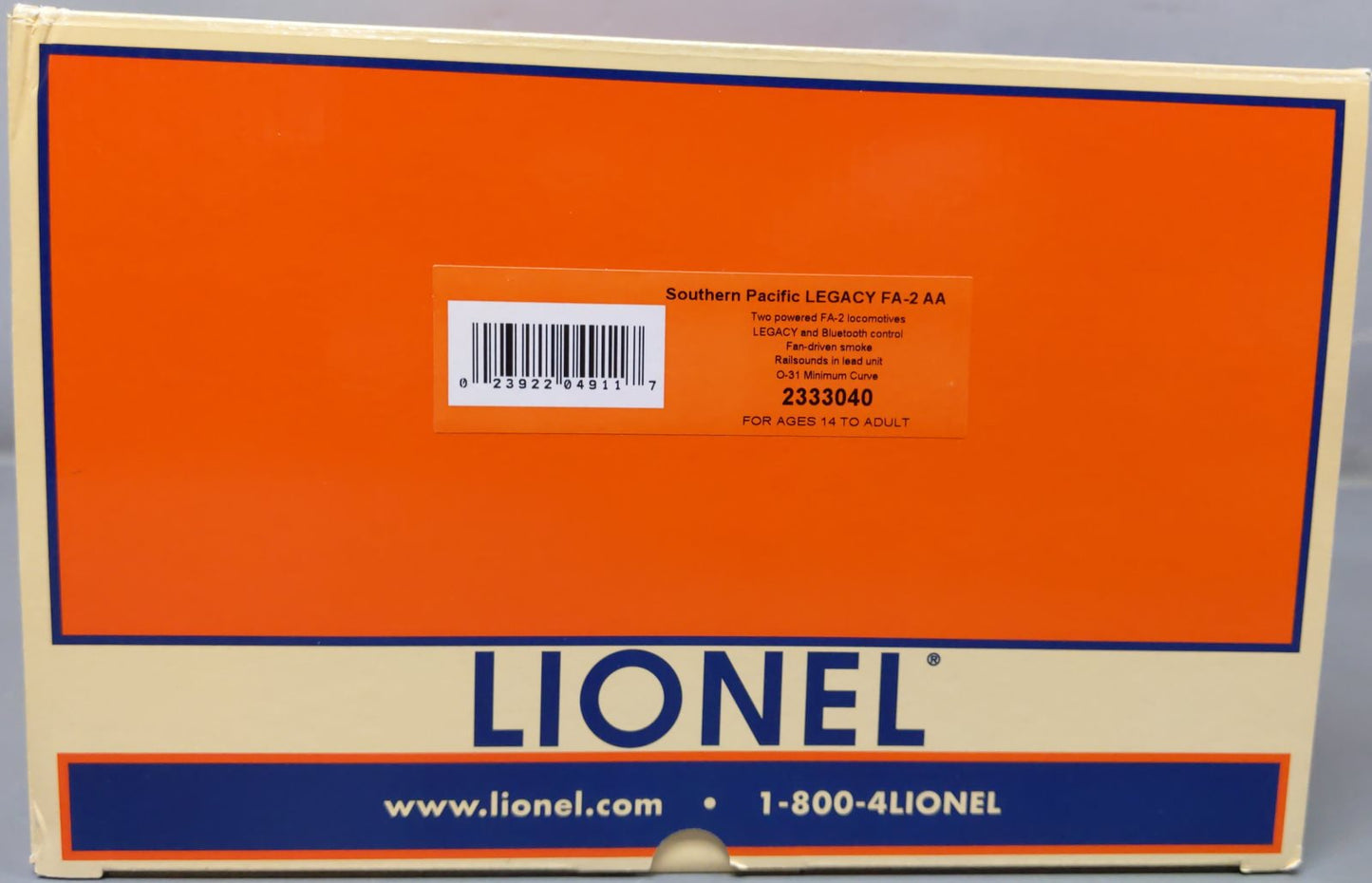 Lionel 2333040 O Southern Pacific Legacy FA-2 AA Diesel Locomotive #802A/#802D LN/Box