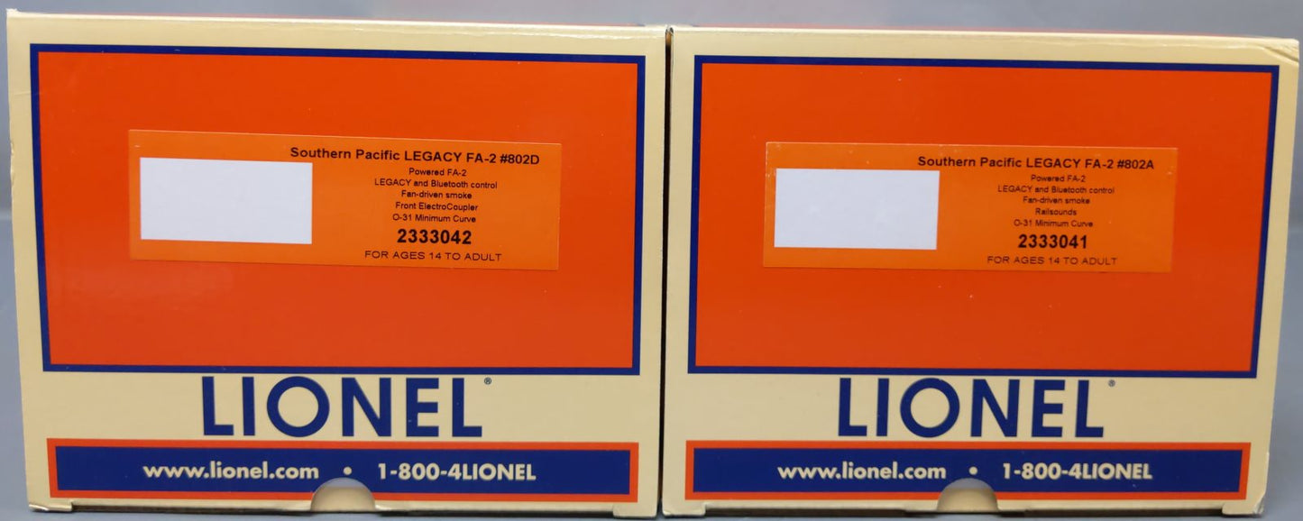 Lionel 2333040 O Southern Pacific Legacy FA-2 AA Diesel Locomotive #802A/#802D