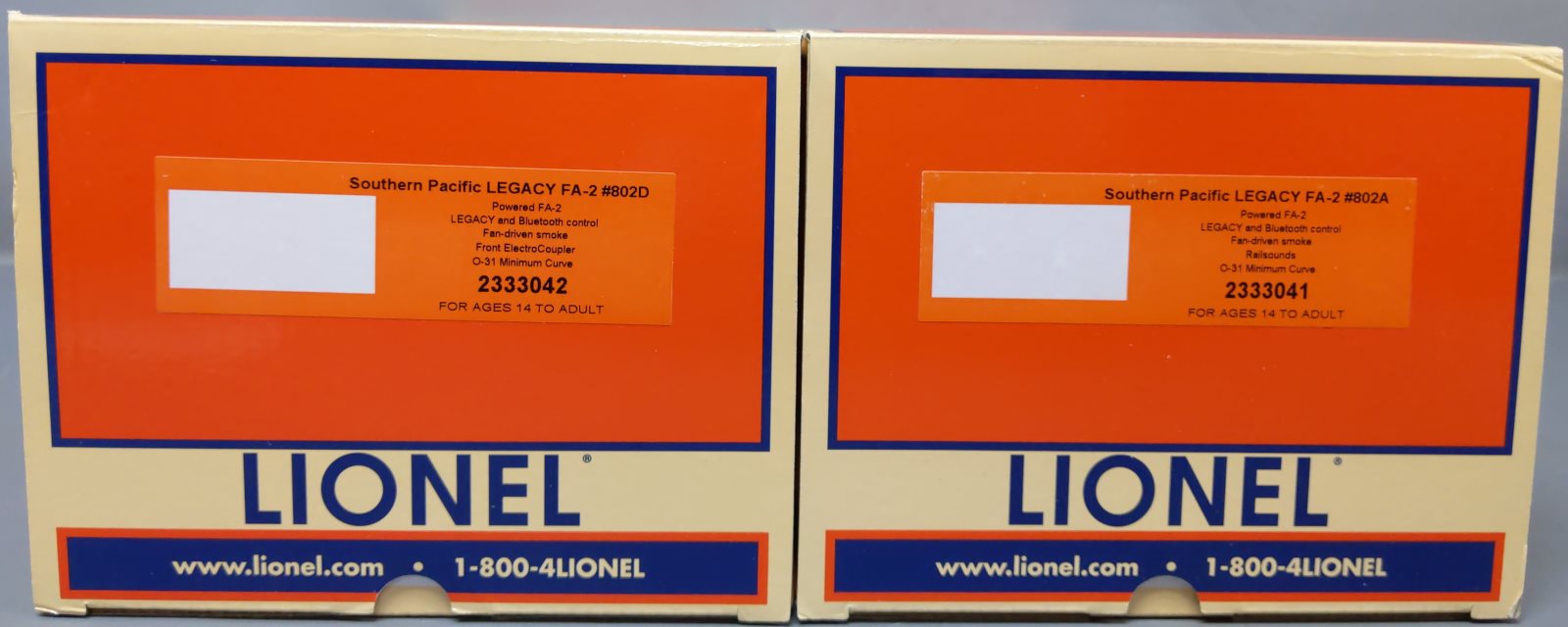 Lionel 2333040 O Southern Pacific Legacy FA-2 AA Diesel Locomotive #802A/#802D