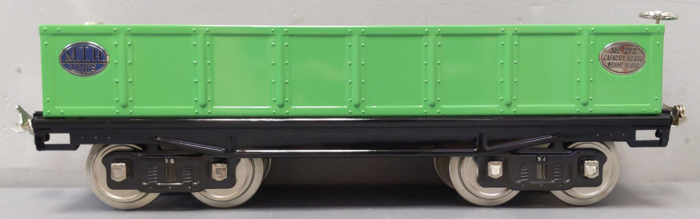 MTH 10-1074 Std Gauge Tinplate Green 212 Gondola w/ Cannisters