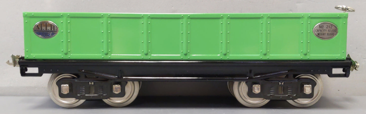 MTH 10-1074 Std Gauge Tinplate Green 212 Gondola w/ Cannisters