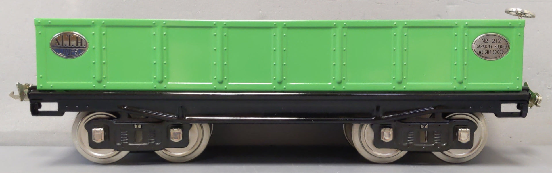 MTH 10-1074 Std Gauge Tinplate Green 212 Gondola w/ Cannisters