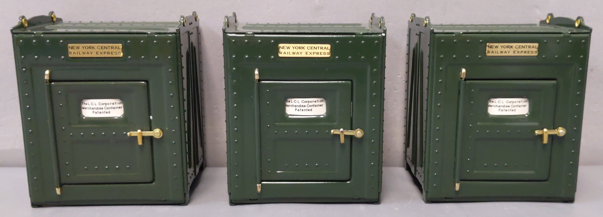 MTH 10-1074 Std Gauge Tinplate Green 212 Gondola w/ Cannisters