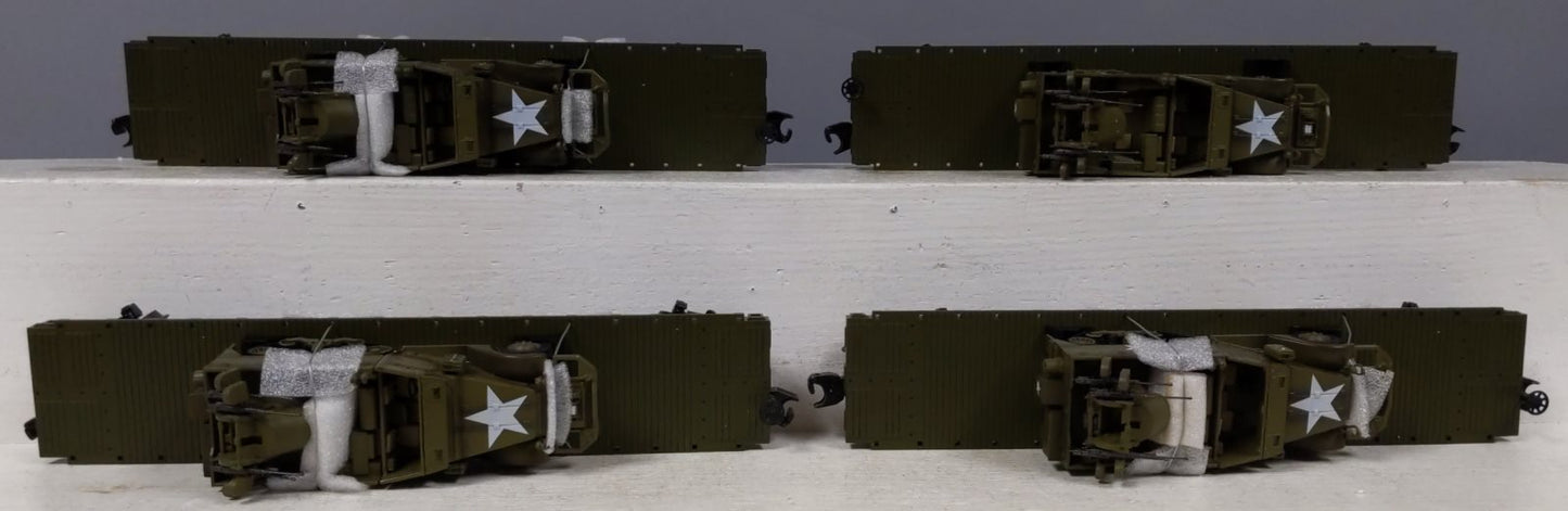 MTH 30-7097 O U.S. Army Flat Car w/Half-Track M16 Scout Car (Set of 4)