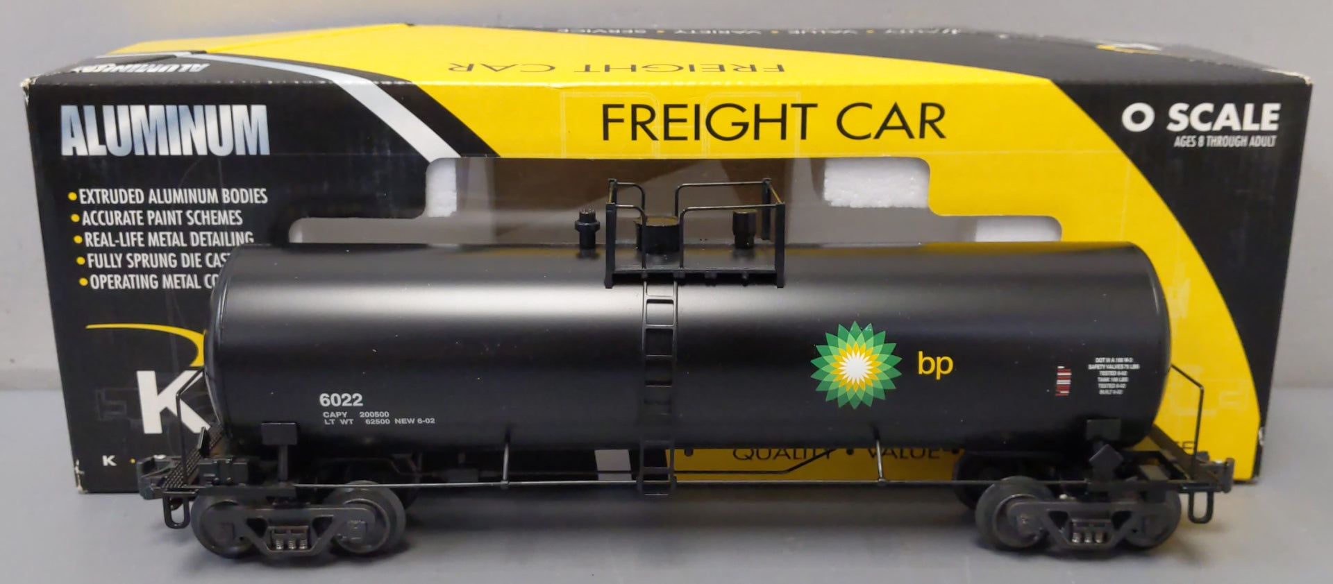 K-Line K6333-9012 O Gauge BP Extruded Aluminum Tank Car #6022 LN/Box