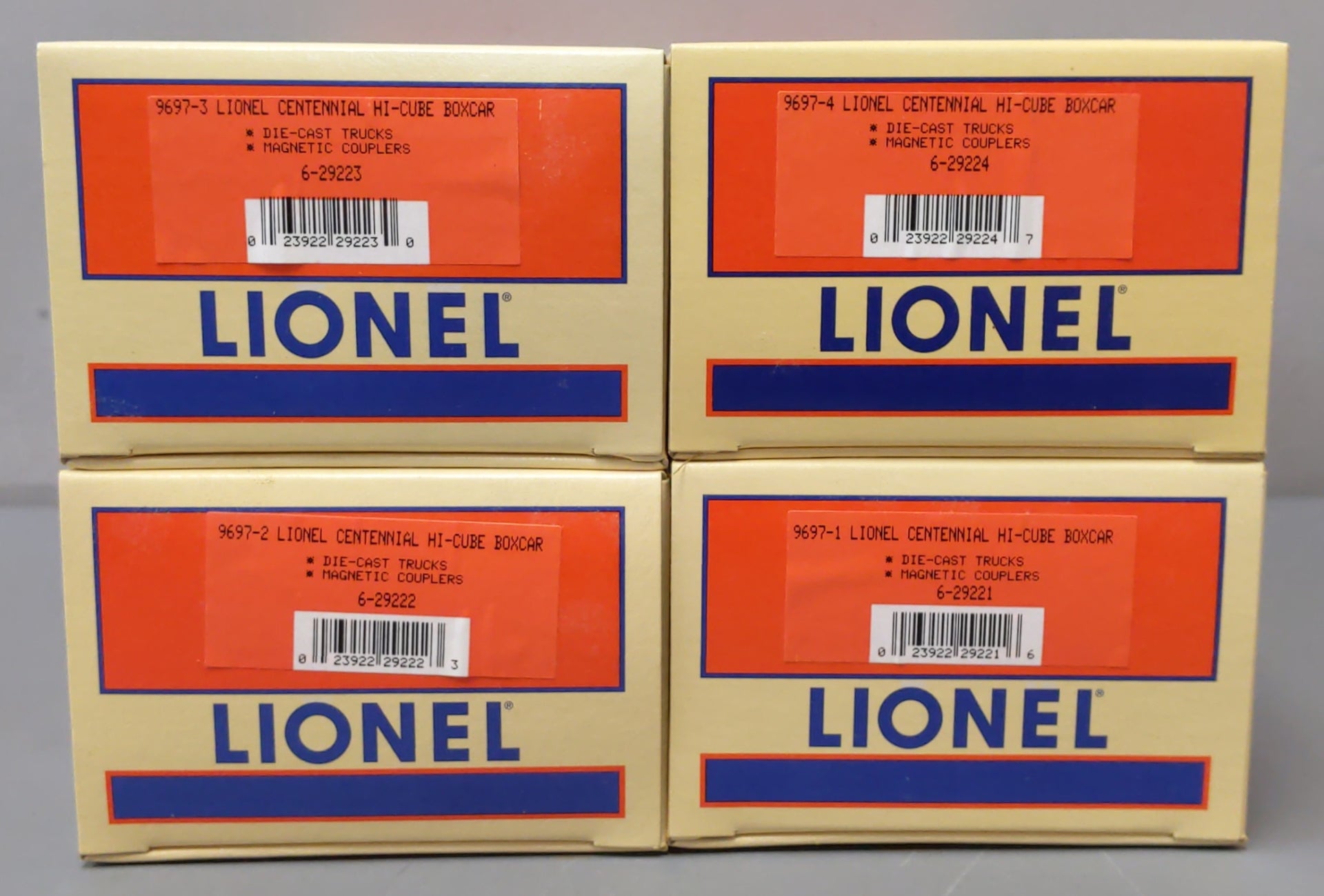 Lionel 6-29220 O Gauge 1997 Centennial Series Hi-Cube Boxcars (Set of 4) EX/Box