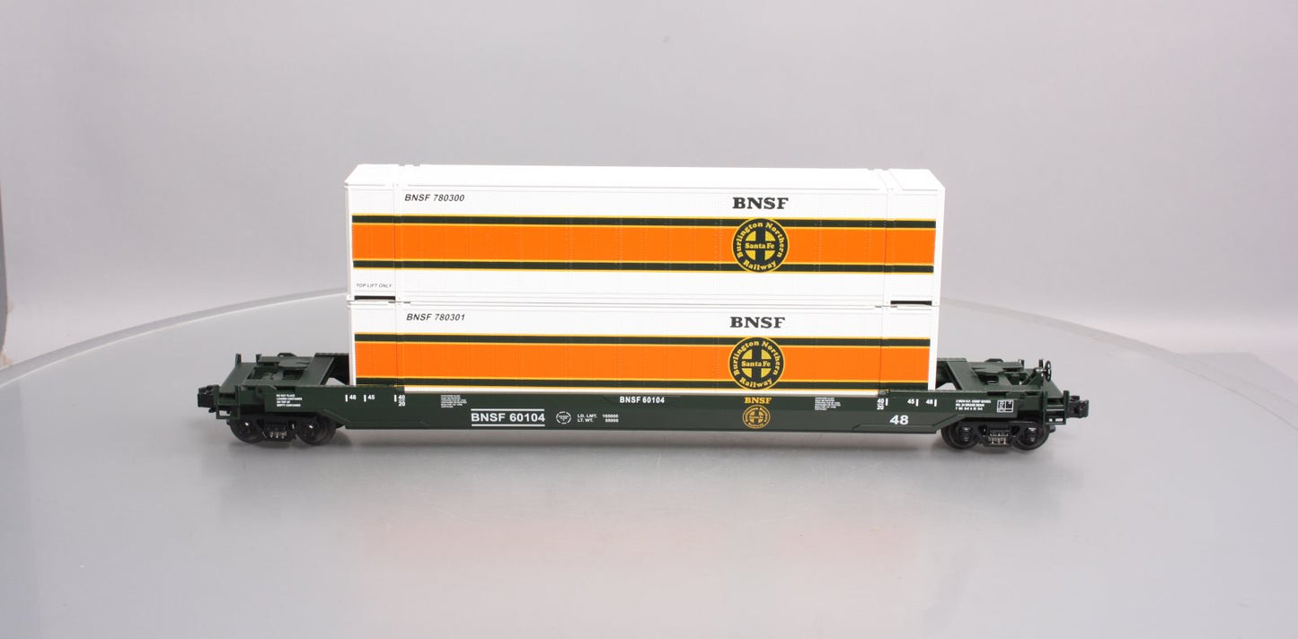 MTH 20-95005 O Gauge BNSF Husky Stack Car w/ Containers #60104 LN/Box