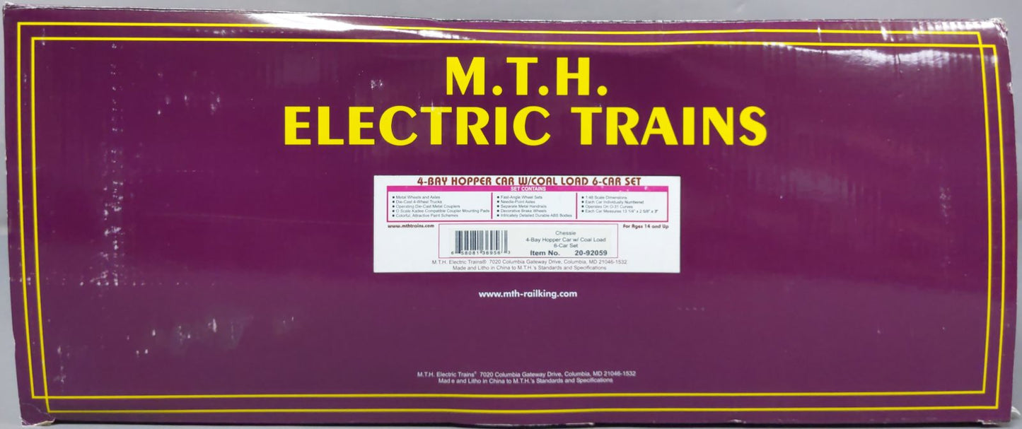 MTH 20-92059 O Chessie 4-Bay Hopper 6-Car Set