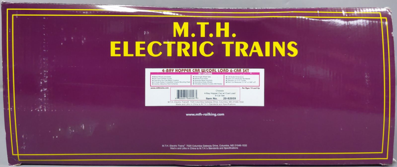 MTH 20-92059 O Chessie 4-Bay Hopper 6-Car Set
