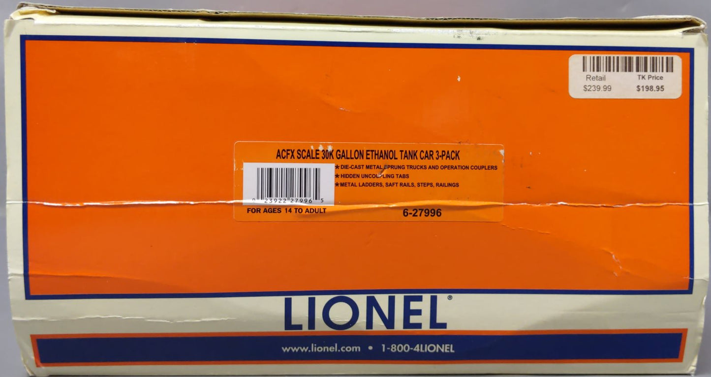 Lionel 6-27996 O Gauge American Car & Foundry Tank Car (Pack of 3)